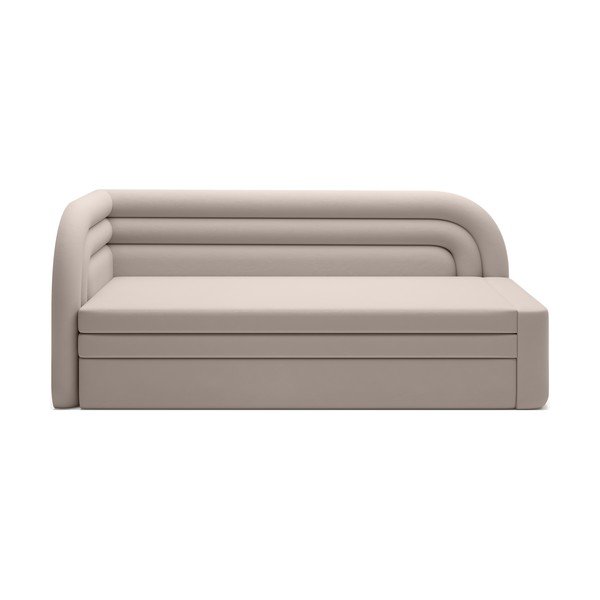 Beżowa aksamitna rozkładana/ze schowkiem sofa lewostronna 223 cm Fabillo – ELTAP