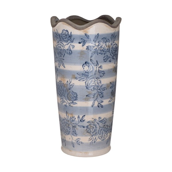 Niebiesko-biały wazon ceramiczny InArt Antigue, ⌀ 16 cm