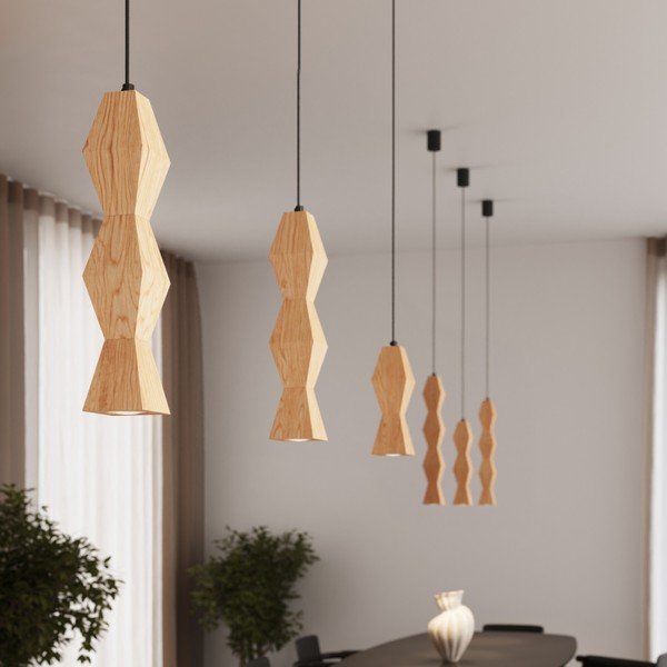 Lampa wisząca z litego drewna bukowego w naturalnym kolorze ø 8 cm Cubo – Sollux-image-1