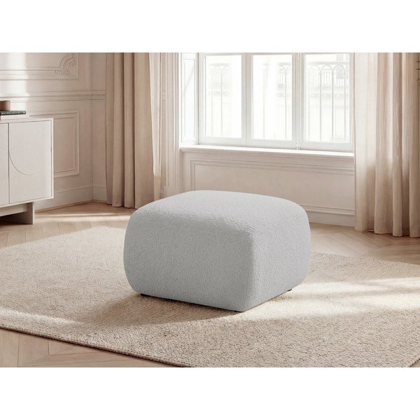 Jasnoszary podnóżek z materiału bouclé Montaigne – Bobochic Paris-image-1