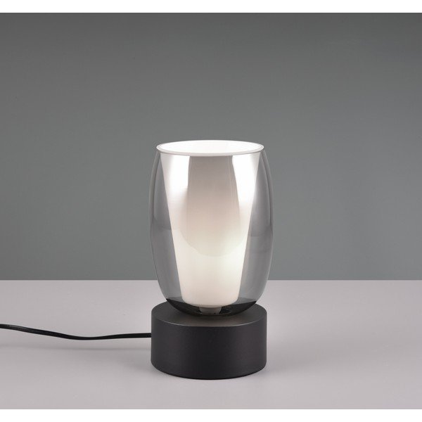 Lampa stołowa w czarno-srebrnym kolorze ze szklanym kloszem (wysokość 24 cm) Barret – Trio Select-image-1