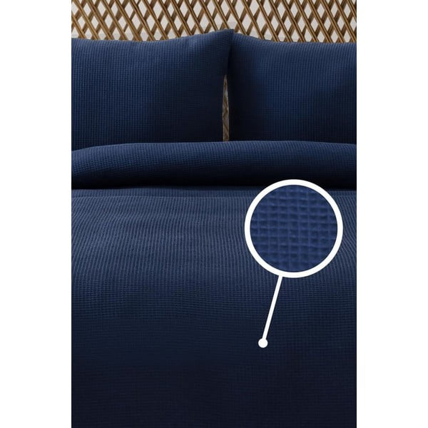 Ciemnoniebieska narzuta 200x220 cm Waffle – Mijolnir-image-1