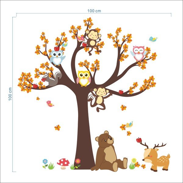 Dziecięca Naklejka Ambiance Tree with Animals-image-2