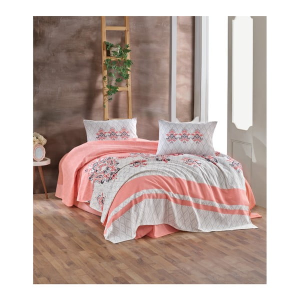 Bawełniana narzuta na łóżko Almina Pink, 200x230 cm