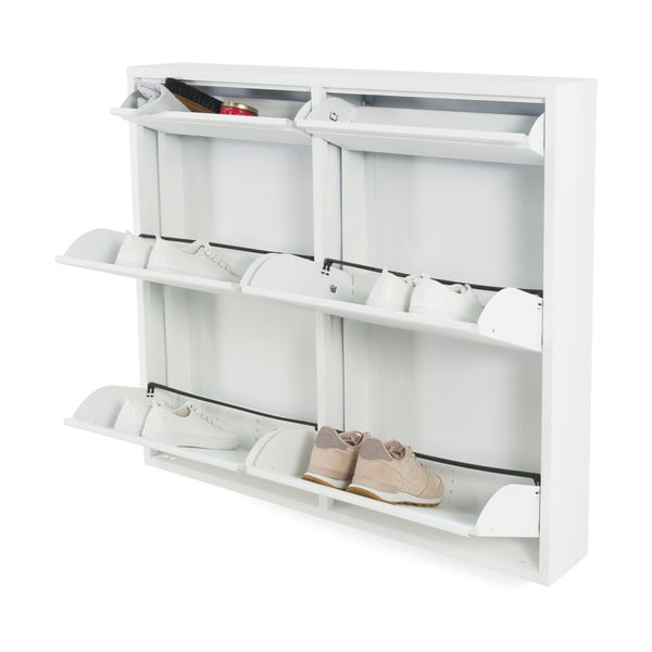 Biała metalowa uchylna szafka na buty 98x86x15 cm Billy – Spinder Design-image-2