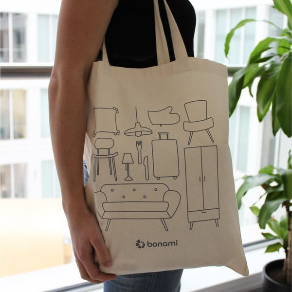 Kremowa płócienna torba Bonami-image-4