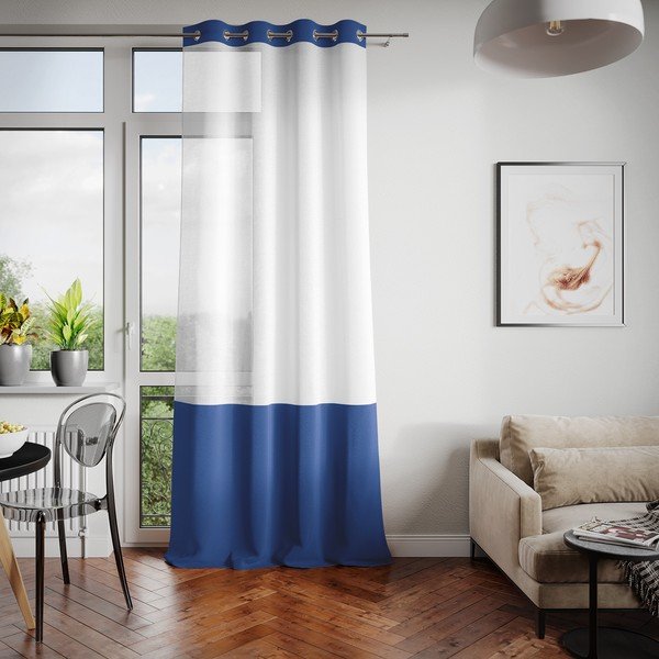 Biało-niebieska zasłona AmeliaHome Irvelette Eyelets, 140x270 cm-image-2