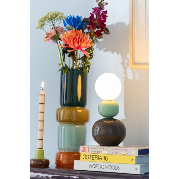 Miętowa/brązowa lampa stołowa ceramiczna (wysokość 26 cm) Firenze Pellet – Leitmotiv-image-1