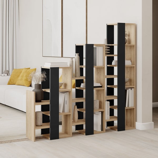 Czarny regał w dekorze dębu 158x151 cm Anissa – Marckeric-image-1