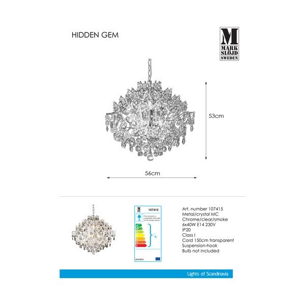Chromowana lampa wisząca Markslöjd Hidden, ⌀ 53 cm-image-2