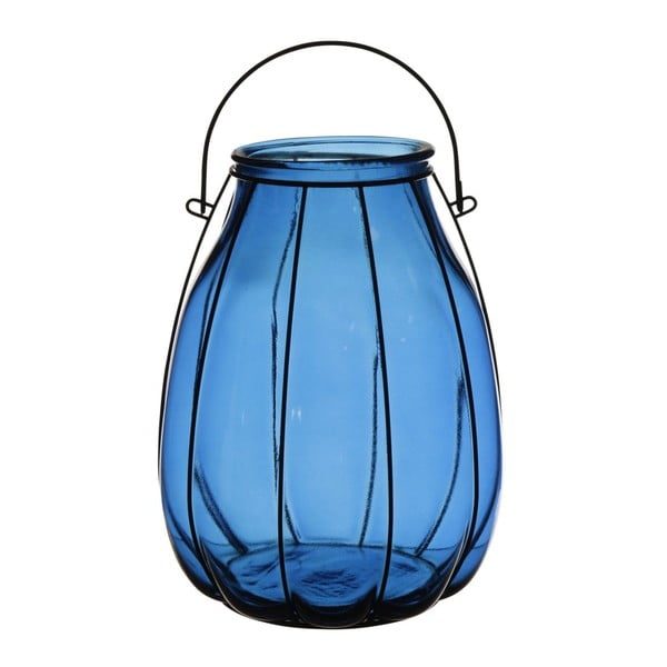 Lampion Ecoglass Blue, 22x22x32 cm