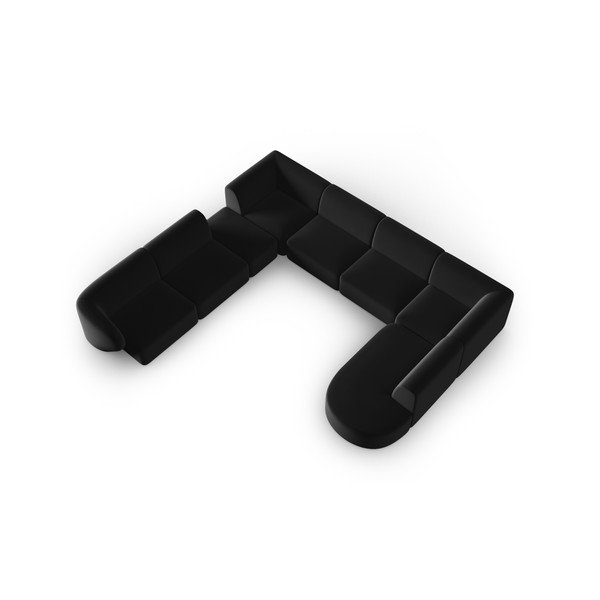 Czarny aksamitny narożnik (lewostronny/w kształcie litery U) Paolo – Milo Casa-image-1