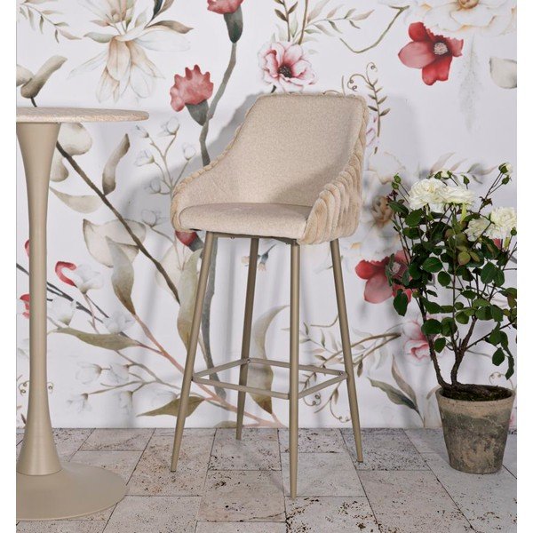 Kremowe tapicerowane hokery zestaw z podłokietnikami 2 szt. (wysokość siedziska 78 cm) Alaska – Mauro Ferretti-image-1