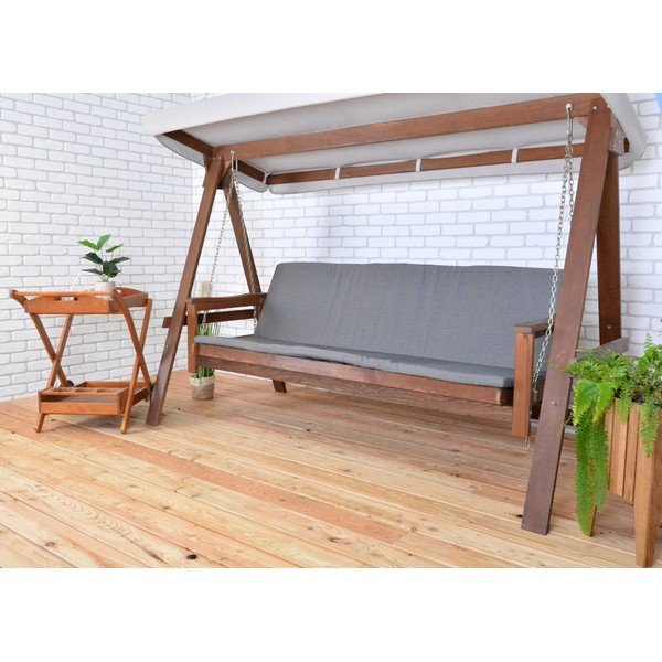 Szaro-brązowa drewniana huśtawka ogrodowa Adelaida – Rojaplast-image-2