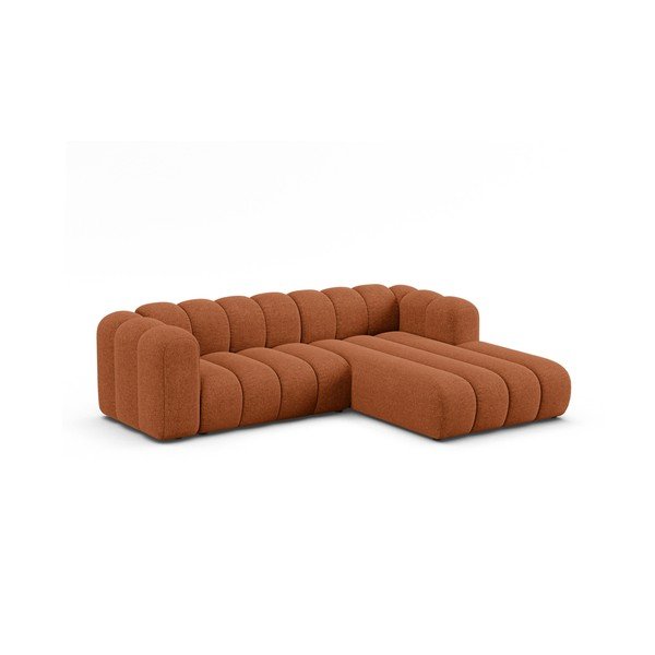 Ceglasty narożnik z tkaniny szenilowej (prawostronny/z szezlongiem) Lupine – Micadoni -image-1
