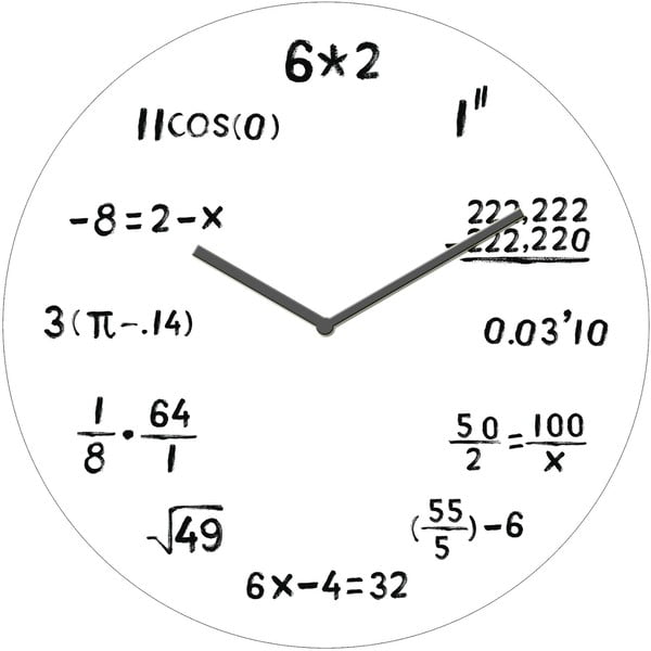 Szklany zegar Algebra, 30 cm