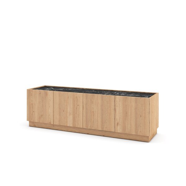 Czarno-naturalna szafka pod TV w dekorze dębu 160x48 cm Dione – Marckeric-image-3