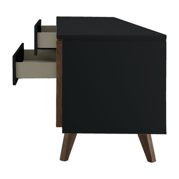 Czarna niska komoda w dekorze orzecha 210x57 cm Plain – Tenzo-image-4