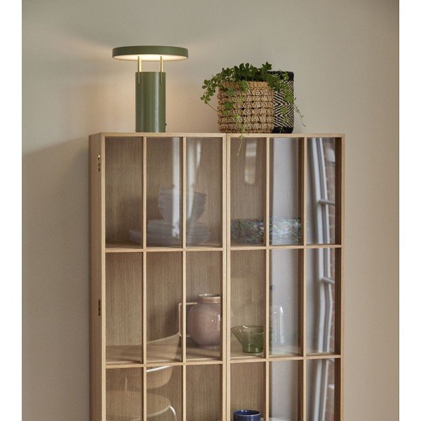 Zielona lampa stołowa LED ze ściemniaczem i metalowym kloszem (wysokość 28 cm) BringMe – Hübsch-image-1
