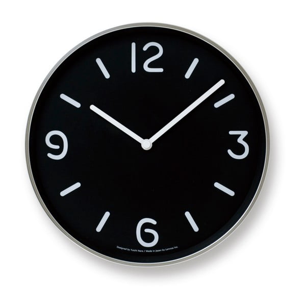 Czarny zegar Lemnos Clock MONO, ⌀ 25,6 cm
