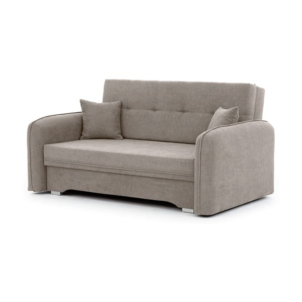 Beżowa rozkładana/ze schowkiem sofa z tkaniny szenilowej 155 cm Laine – ELTAP