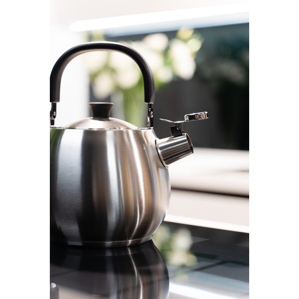 Srebrny czajnik ze stali nierdzewnej z gwizdkiem Vialli Design Bolla, 2,5 l-image-4