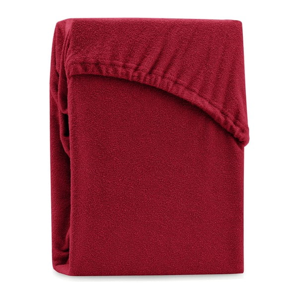 Ciemnoczerwone elastyczne prześcieradło dwuosobowe AmeliaHome Ruby Dark Red, 220-240x220 cm