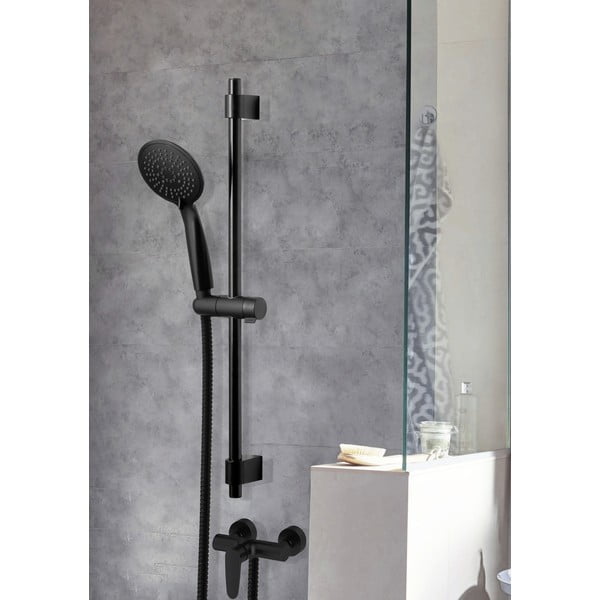 Czarny zestaw prysznicowy ze stali nierdzewnej 66 cm Young – Wenko-image-1