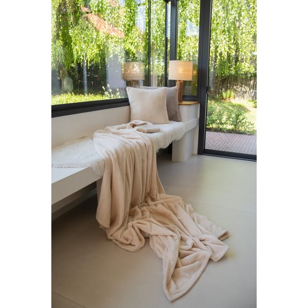 Koc z mikropluszu w kolorze kości słoniowej 150x200 cm Pippa – Tiseco Home Studio-image-4