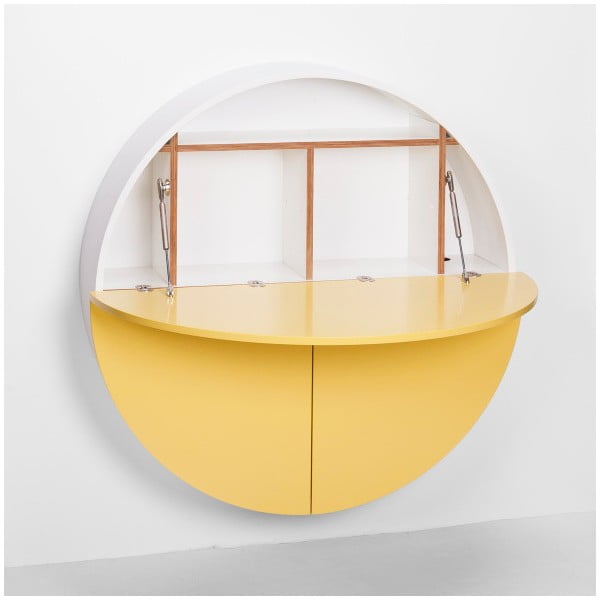 Biało-żółte wielofunkcyjne biurko ścienne EMKO Pill-image-2