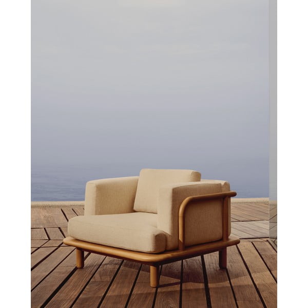 Beżowo-naturalny drewniany fotel ogrodowy Turqueta – Kave Home-image-1