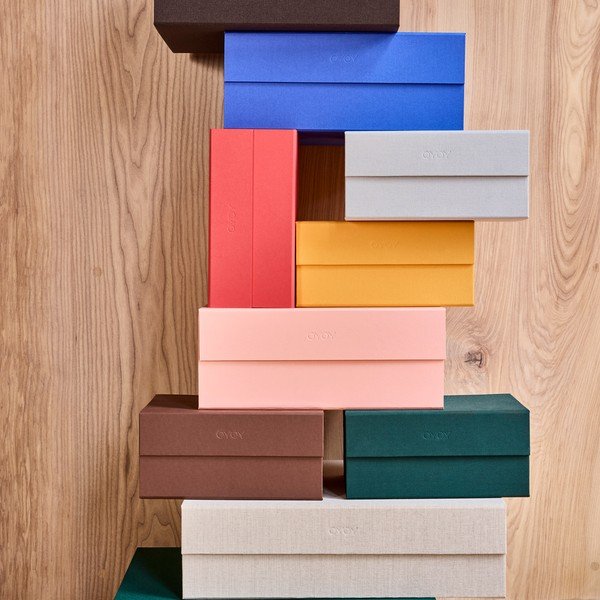 Niebieski kartonowy pojemnik z pokrywką 33x25x15 cm Hako – OYOY Living Design-image-1