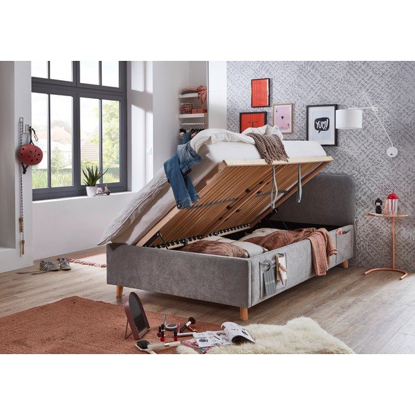 Szare łóżko dziecięce ze schowkiem ze stelażem 120x200 cm Cosy – Meise Möbel-image-2