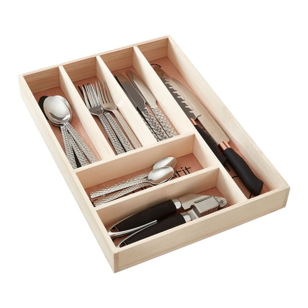 Drewniany organizer na sztućce do szuflady w naturalnym kolorze 30 x 42 cm Bessan – Premier Housewares-image-1