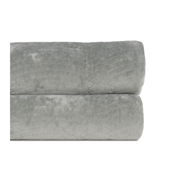 Szarozielona aksamitna narzuta pikowana 180x260 cm – Ixia