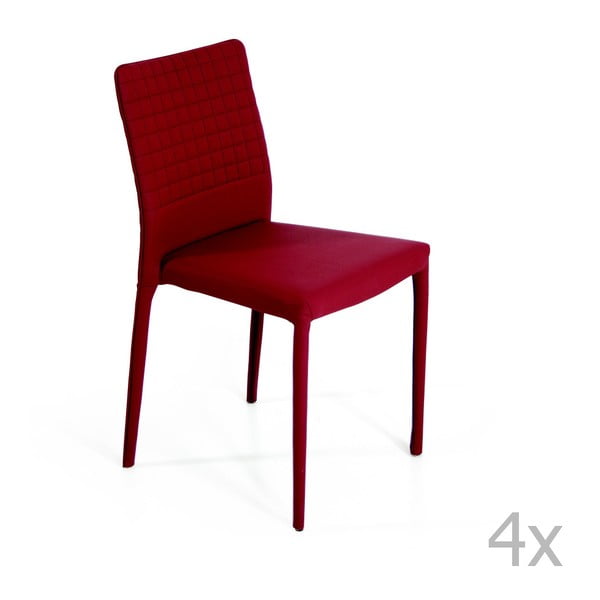 Zestaw 4 czerwonych krzeseł Global Trade Regina 