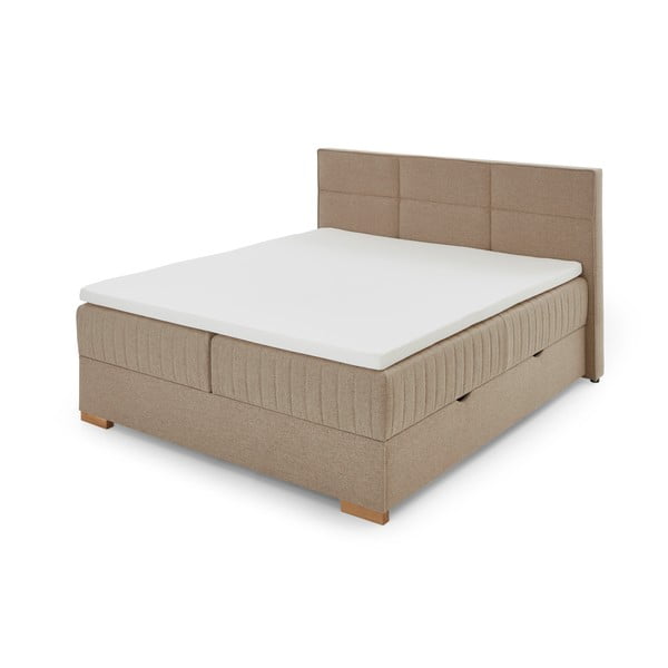 Beżowe łóżko boxspring ze schowkiem 160x200 cm Tambo – Meise Möbel