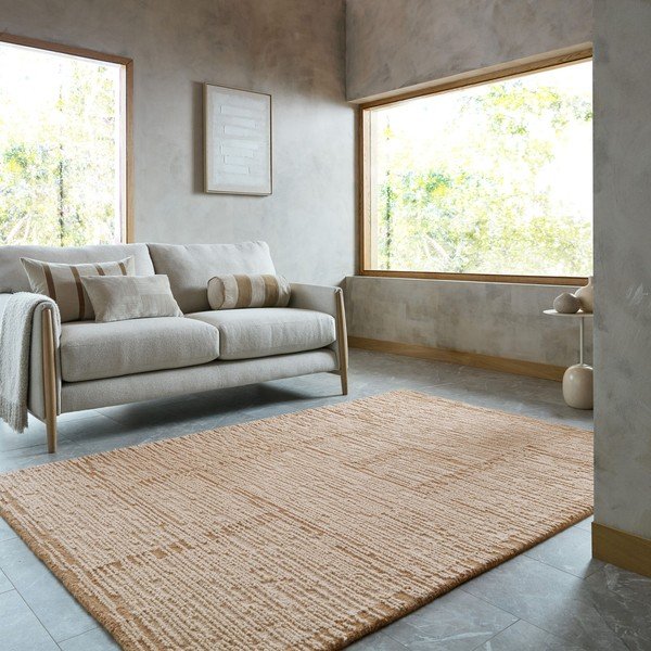 Wełniany dywan tkany ręcznie w naturalnym kolorze 140x200 cm Harris Modula Wool – Flair Rugs-image-1