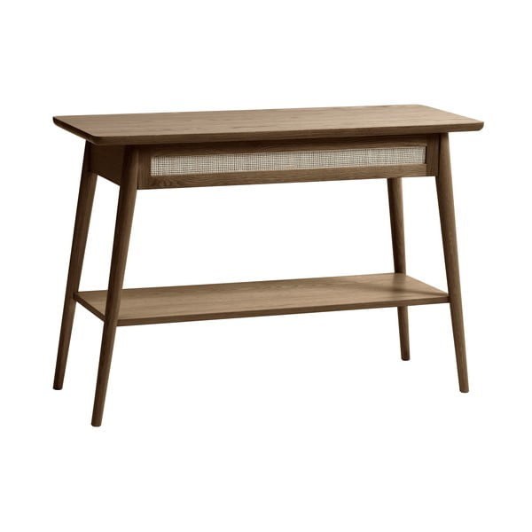 Brązowa konsola z blatem w dekorze dębu 40x110 cm Barrali – Unique Furniture-image-2