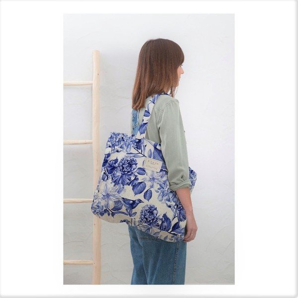 Torba tekstylna Really Nice Things Blue Flowers, szer. 44 cm-image-1