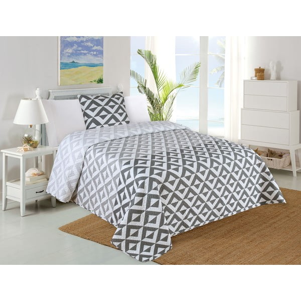 Biało-szary pikowany zestaw narzuty na łóżko i poszewki na poduszkę 140x220 cm Casilla – My House