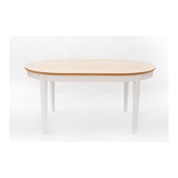 Biały stół rozkładany do jadalni z detalami z płyty dębowej We47 Family, 165-215x105 cm