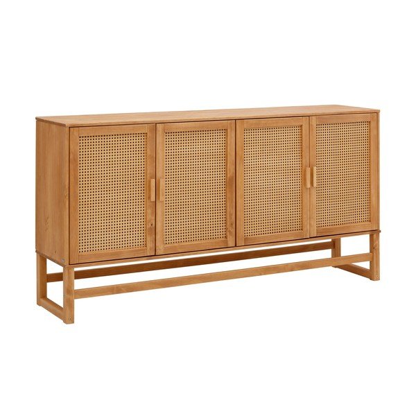 Komoda z drewna sosnowego z rattanowymi drzwiczkami Støraa Jolene, szer. 170 cm-image-1