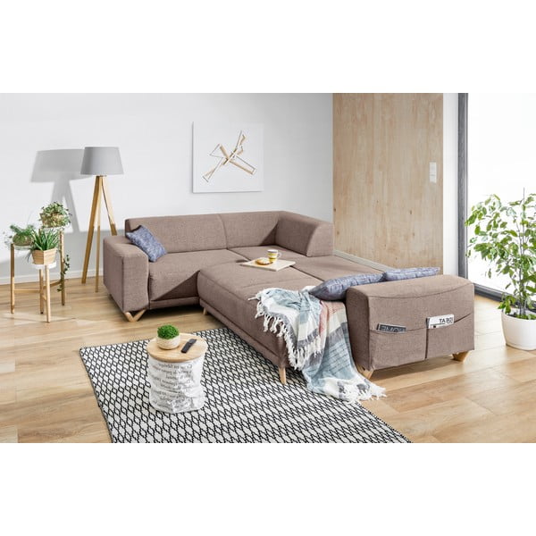 Brązowy rozkładany/ze schowkiem narożnik (lewostronny/w kształcie litery L) Classy Sophie – Miuform-image-4