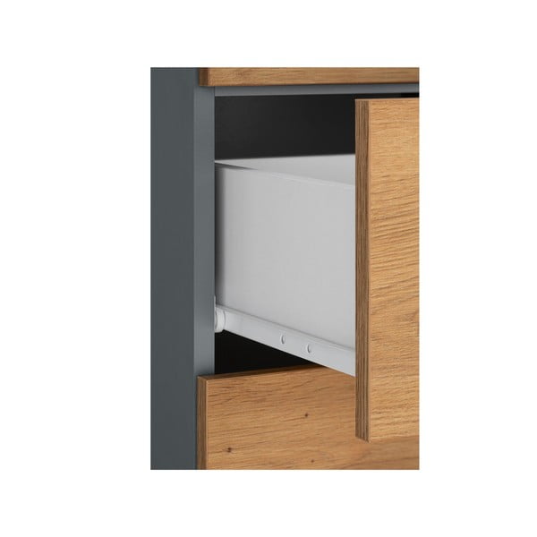 Wysoka wąska szafka łazienkowa w dekorze dębu 130x35 cm Malika – Støraa-image-4