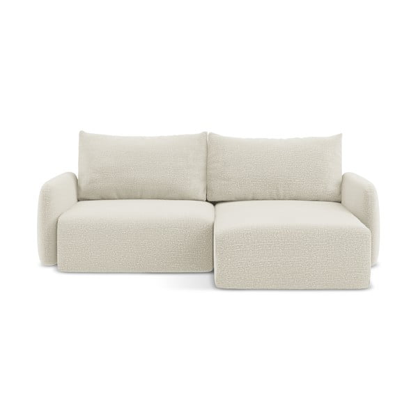 Kremowy rozkładany/ze schowkiem narożnik (prawostronny) Kalena – Makamii