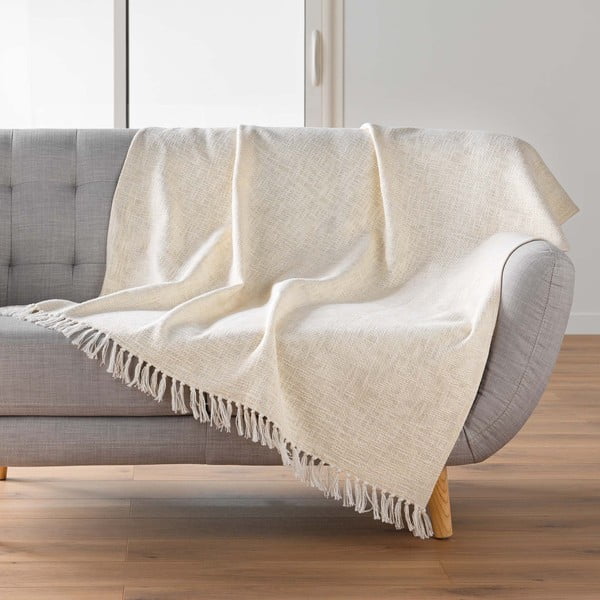 Kremowy koc z mieszanki bawełny 125x150 cm Ziggy – douceur d'intérieur-image-1