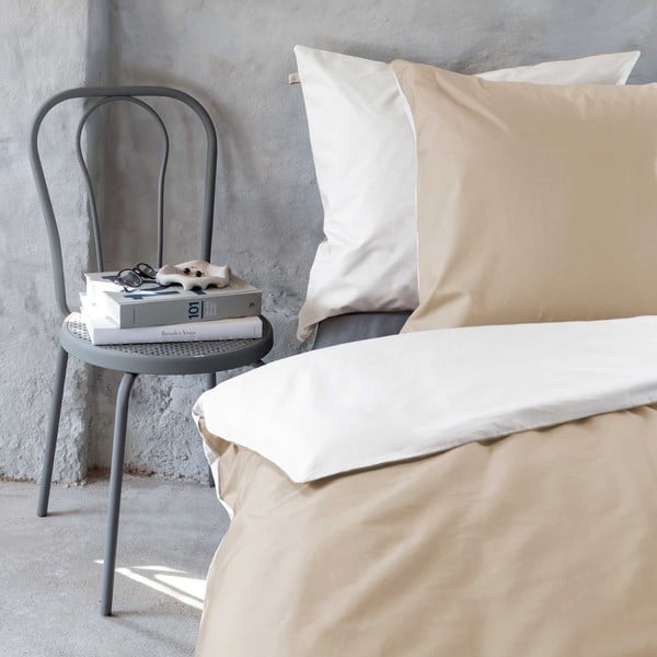 Biało-beżowa pościel jednoosobowa z perkalu bawełnianego 140x220 cm Shades – Mette Ditmer Denmark-image-1