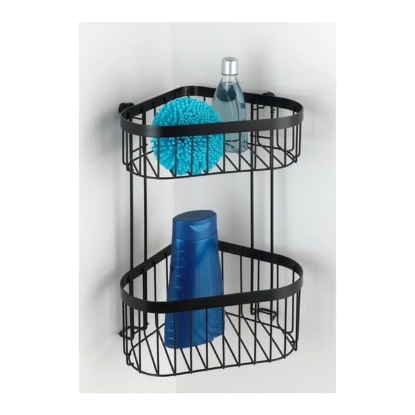 Czarny 2-poziomowy narożny koszyk ścienny Wenko Classic Plus-image-4