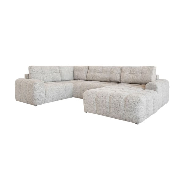 Beżowy rozkładany narożnik modułowy ze schowkiem (lewostronny) Lulu – Miuform